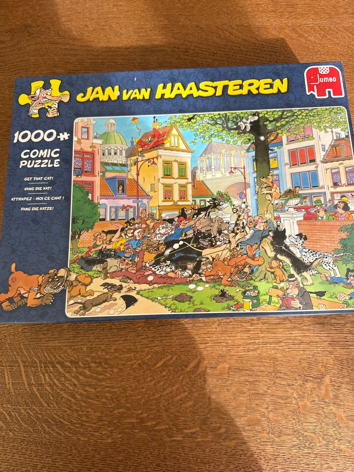 Jan van Haasteren 1000+ stukjes - Vang die kat!, Hobby en Vrije tijd, Denksport en Puzzels, Ophalen, 500 t/m 1500 stukjes, Gebruikt