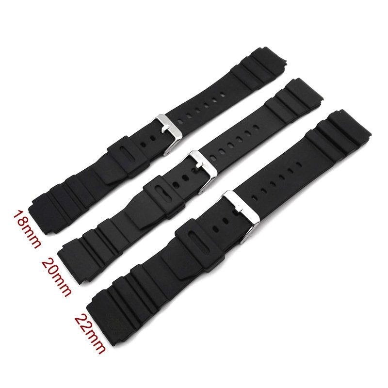Zwarte rubberen horloge band bandje sport 18mm 20mm 22mm, Verzenden, Nieuw