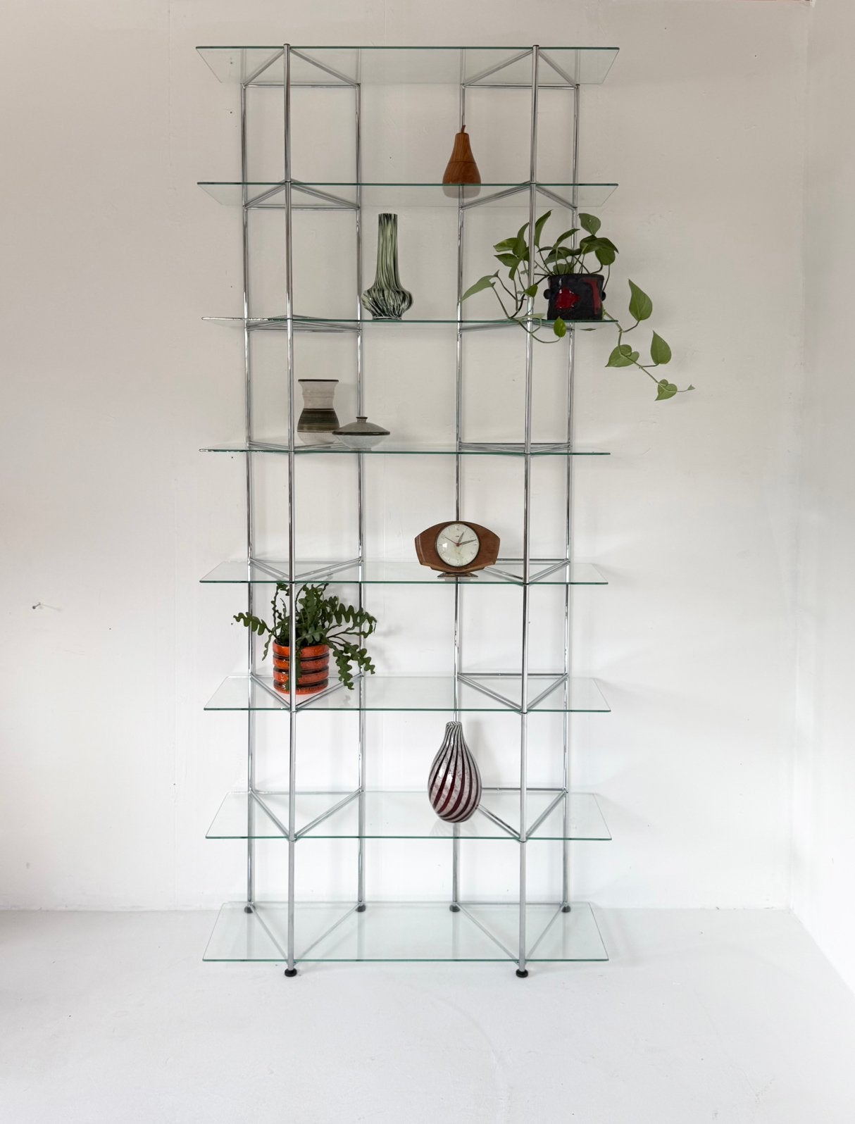 Vintage chroom & glas wandrek ‘Narr’, Richard Clack ‘90, Huis en Inrichting, Gebruikt, Ophalen of Verzenden, IKEA, IKEA