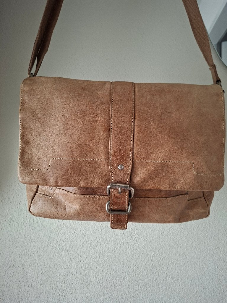 Spikes&Sparrow leren schoudertas vintage cognac, Overige merken, Gebruikt, Bruin, Ophalen of Verzenden