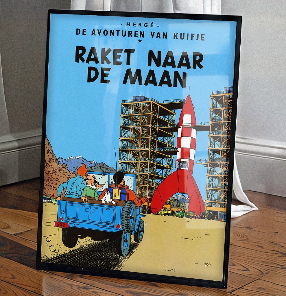 Grote KUIFJE | Raket naar de Maan 50x70cm Poster, Verzenden, Kuifje, Nieuw, Plaatje, Poster of Sticker