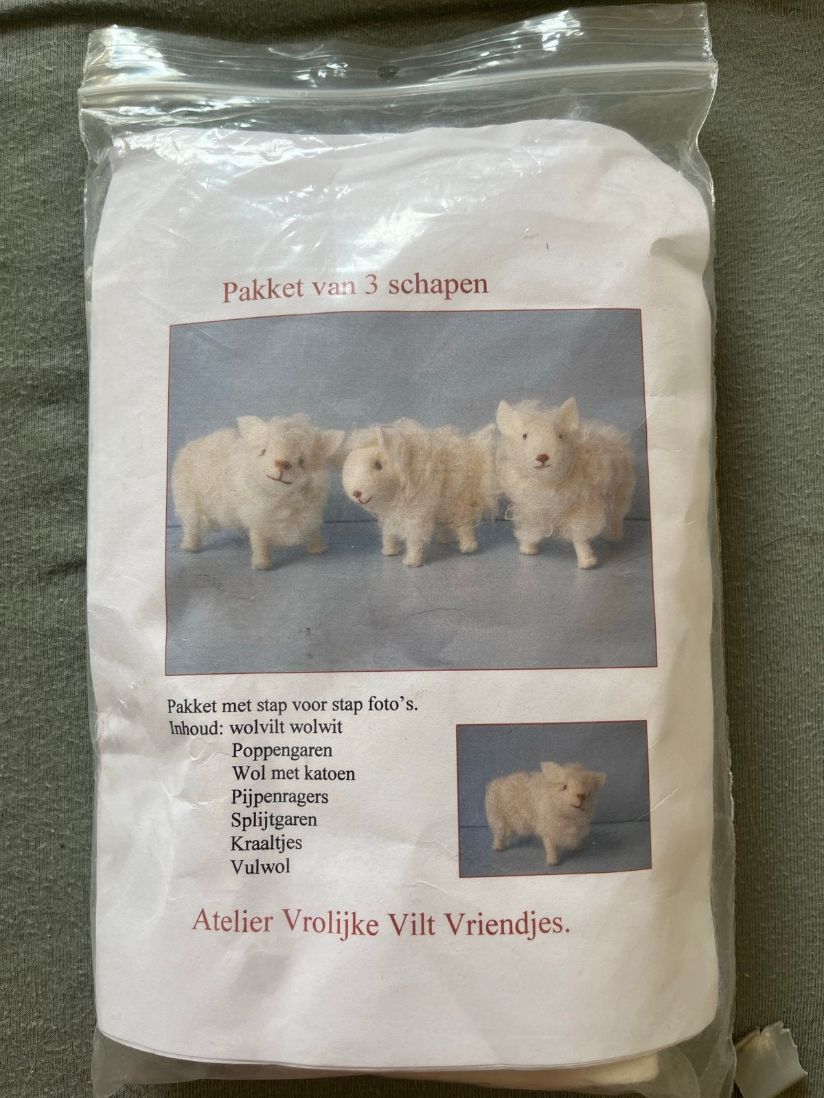 DIY Viltpakket: 3 Schattige Schapen van Wolvilt, Ophalen of Verzenden, Nieuw, Overige typen, Wolvilt