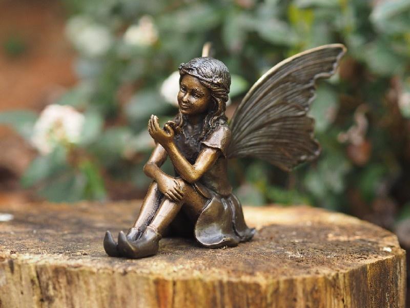Bronzen beeld/ ELFJE / ENGEL / FEE met VLINDER, Antiek en Kunst, Ophalen of Verzenden, Handgemaakt, Brons