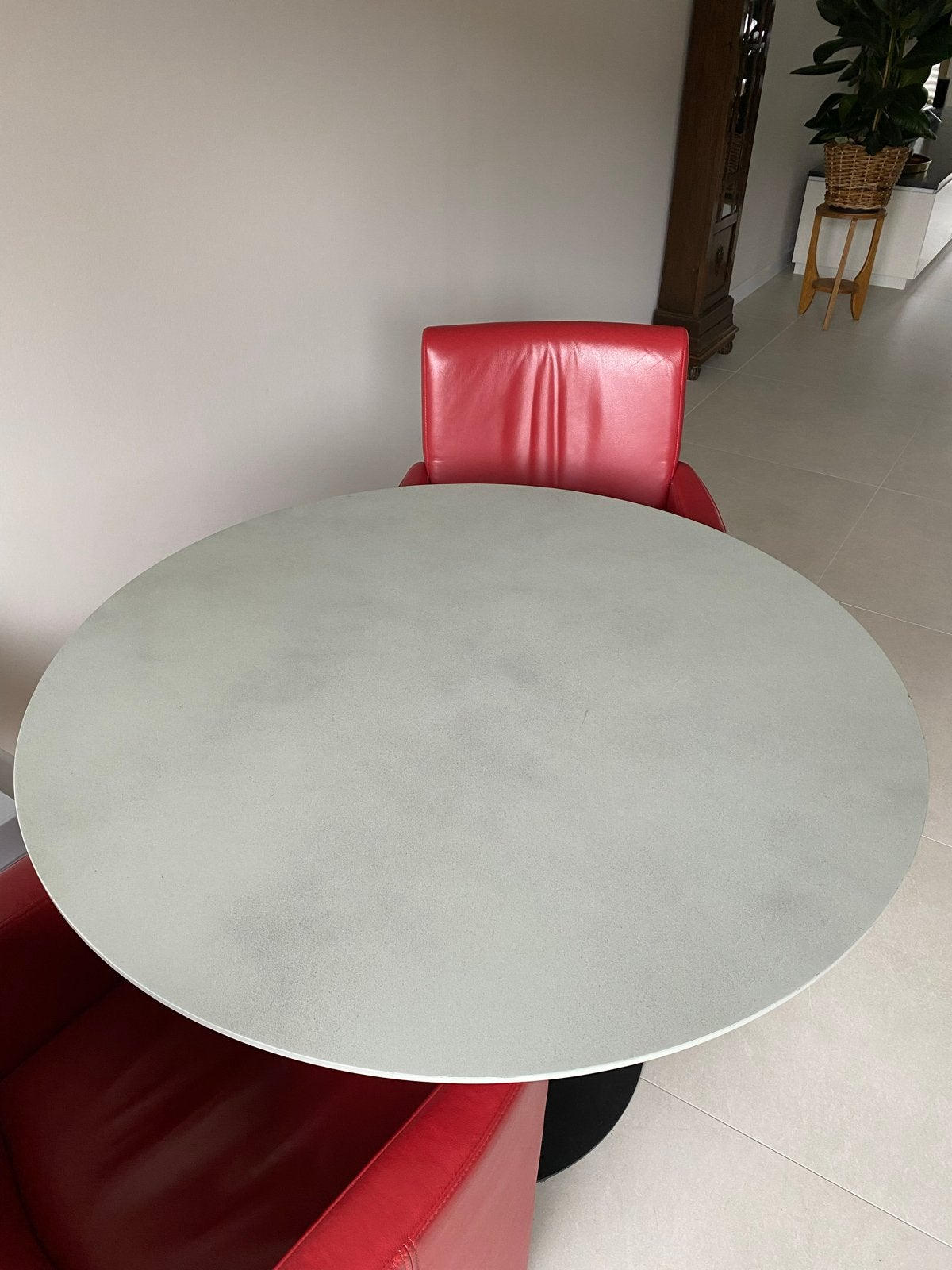 Ronde eettafel, doorsnede 110 cm, hoogte 75 cm, Huis en Inrichting, Ophalen of Verzenden, Gebruikt, Rond, 100 tot 150 cm