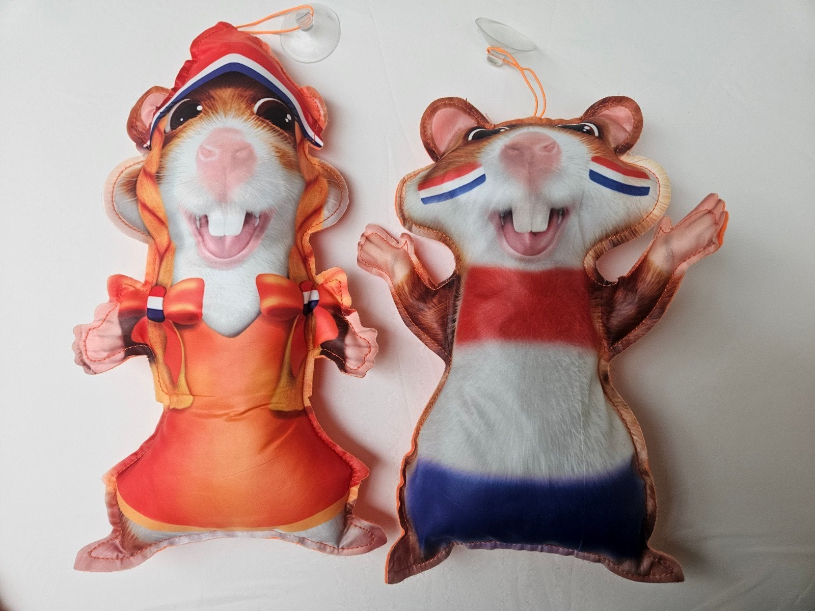 2 Hamster voetbalknuffels met zuignap - Oranje, Oranje, Gebruikt, Overige merken, Overige karakters