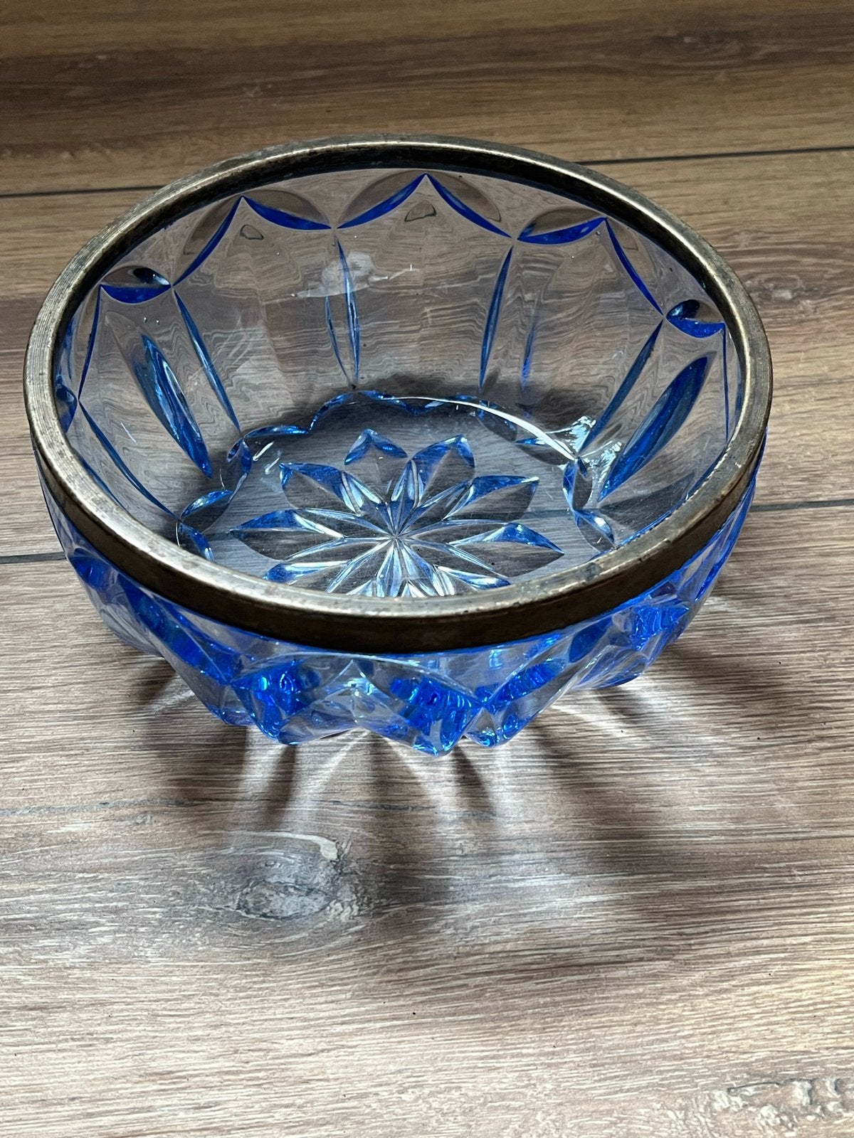 Vintage Val Saint lambert blauwe kristallen schaal, Antiek en Kunst, Ophalen