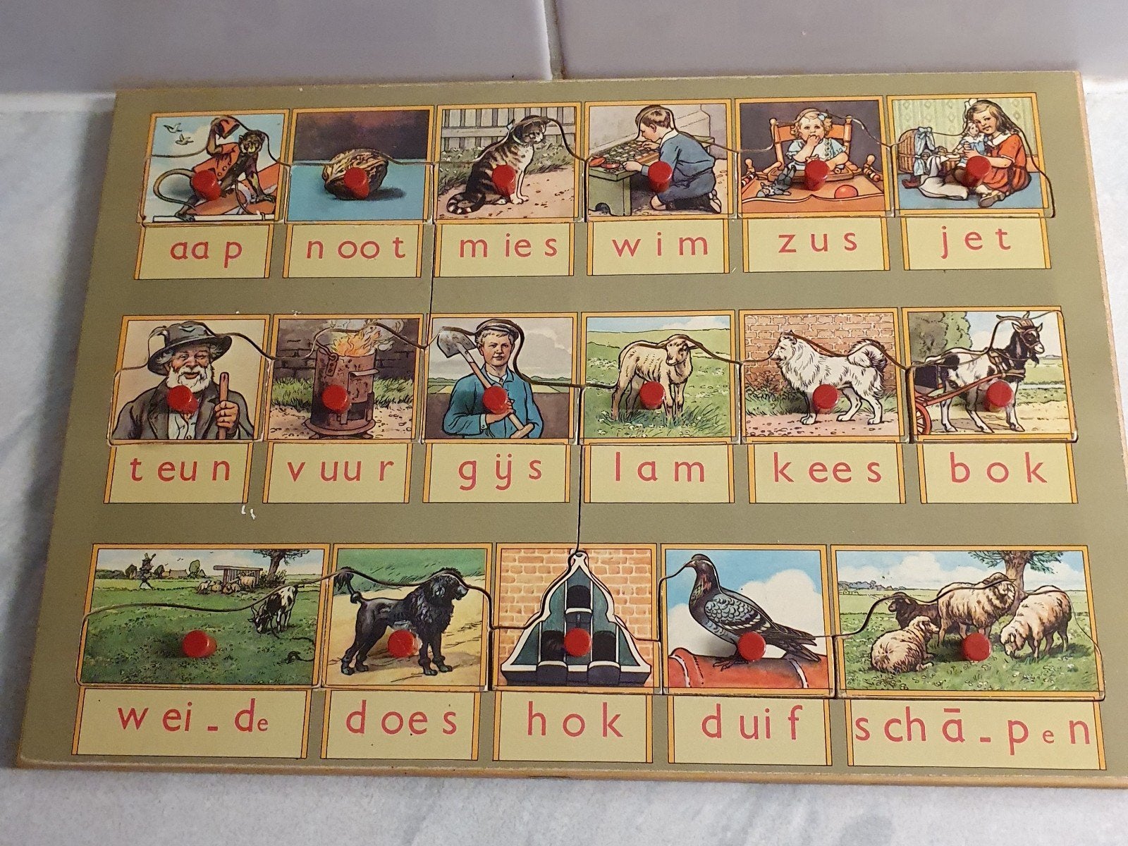 Puzzel hout, aap-noot-mies, leesplankje, knopjespuzzel, Kinderen en Baby's, Speelgoed | Kinderpuzzels, Ophalen of Verzenden, 10 tot 50 stukjes