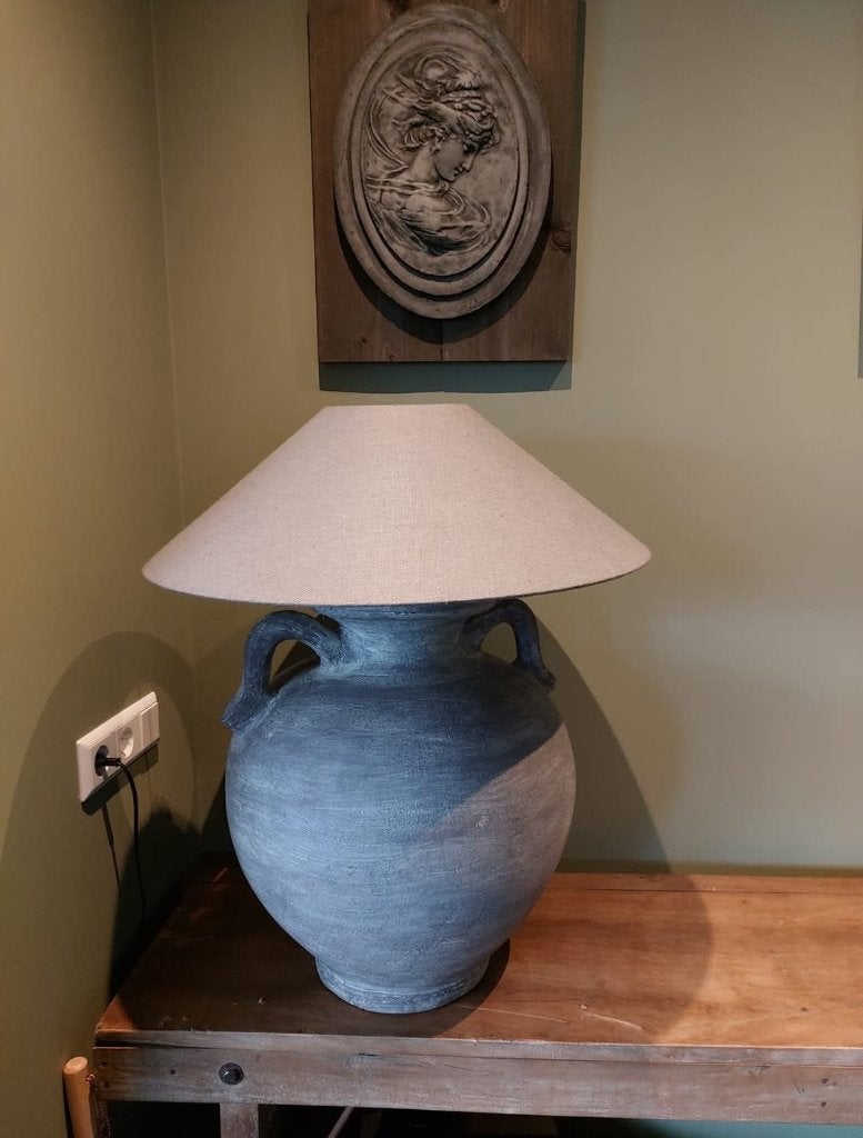 Kruiklamp, incl. lampenkap, complete lamp, Huis en Inrichting, Lampen | Tafellampen, Ophalen, Gebruikt, Sober, stoer, landelijk
