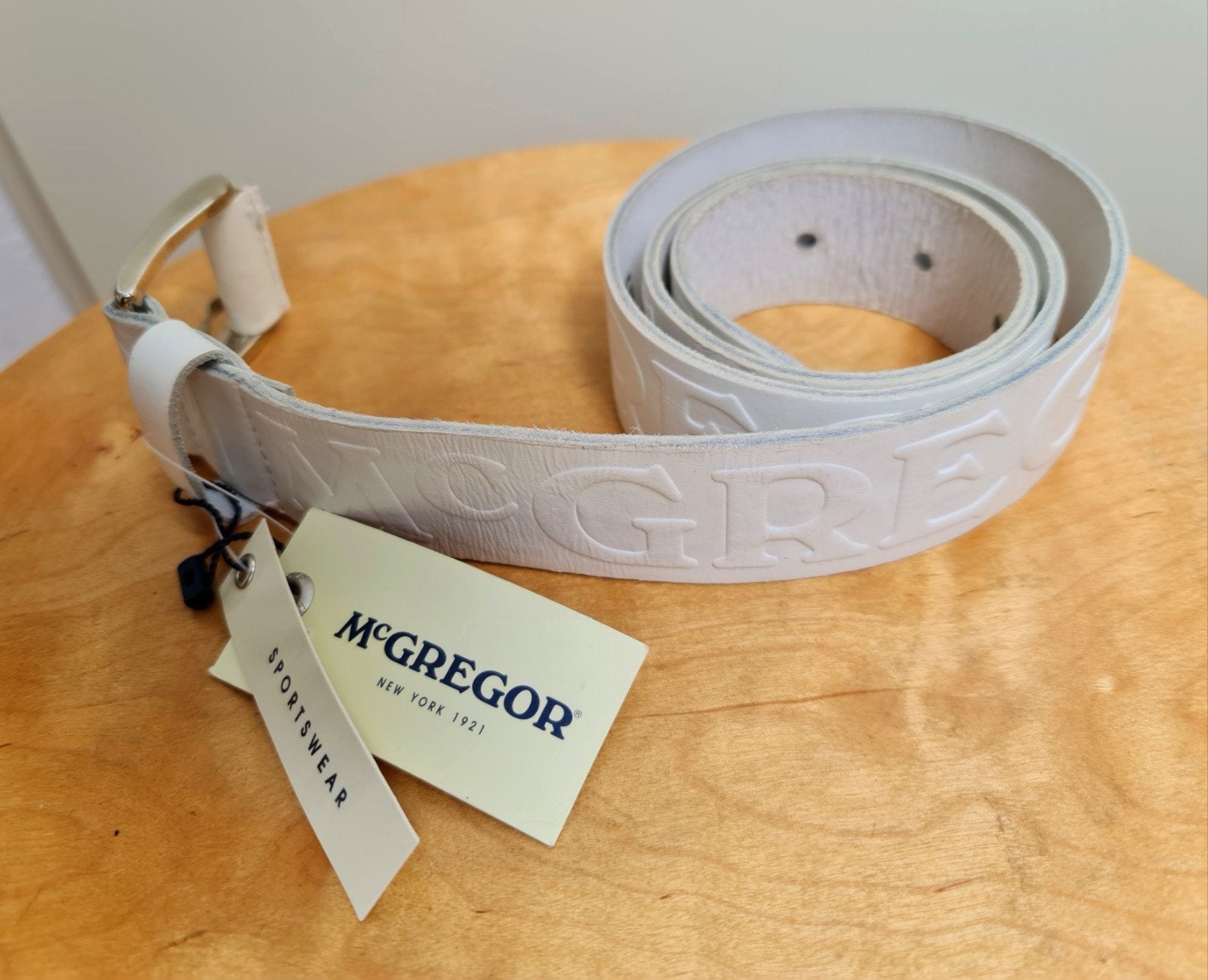 Nieuwe McGregor lederen riem wit, unisex, maat 85 cm mooi, Ophalen