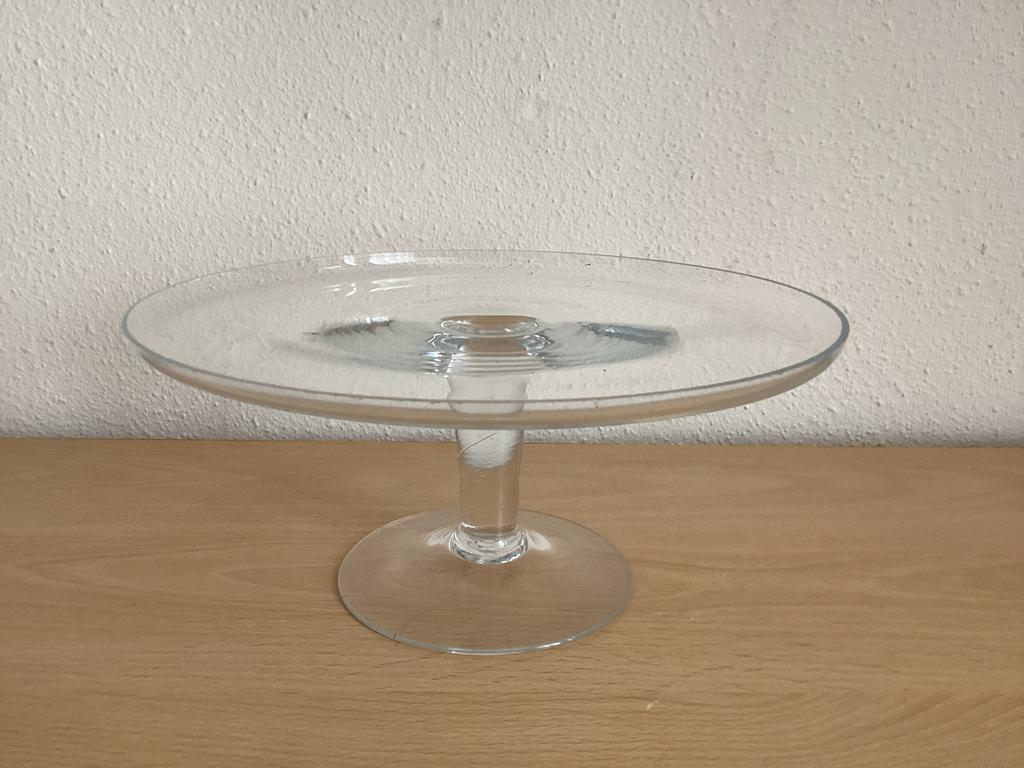 Glazen taartplateau met stolp, Ophalen of Verzenden, Zo goed als nieuw, Wit, Overige merken