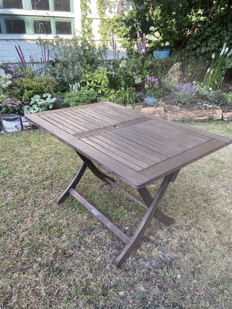 Sediamo teakhouten tuintafel 120 x 80 cm – inklapbaar, Tuin en Terras, Tuintafels, Ophalen, Zo goed als nieuw, Rechthoekig, Teakhout