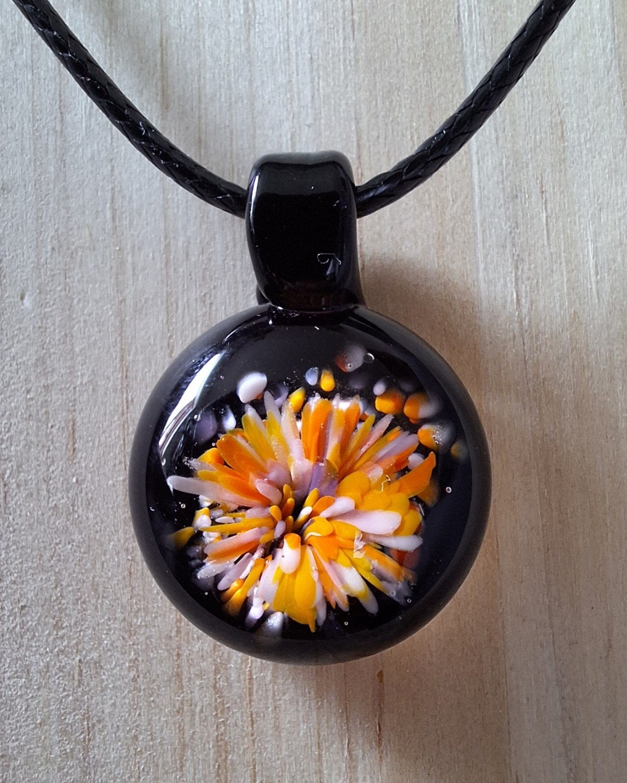 handgemaakte lampwork glas hanger, Verzenden, Nieuw, Oranje, Overige materialen