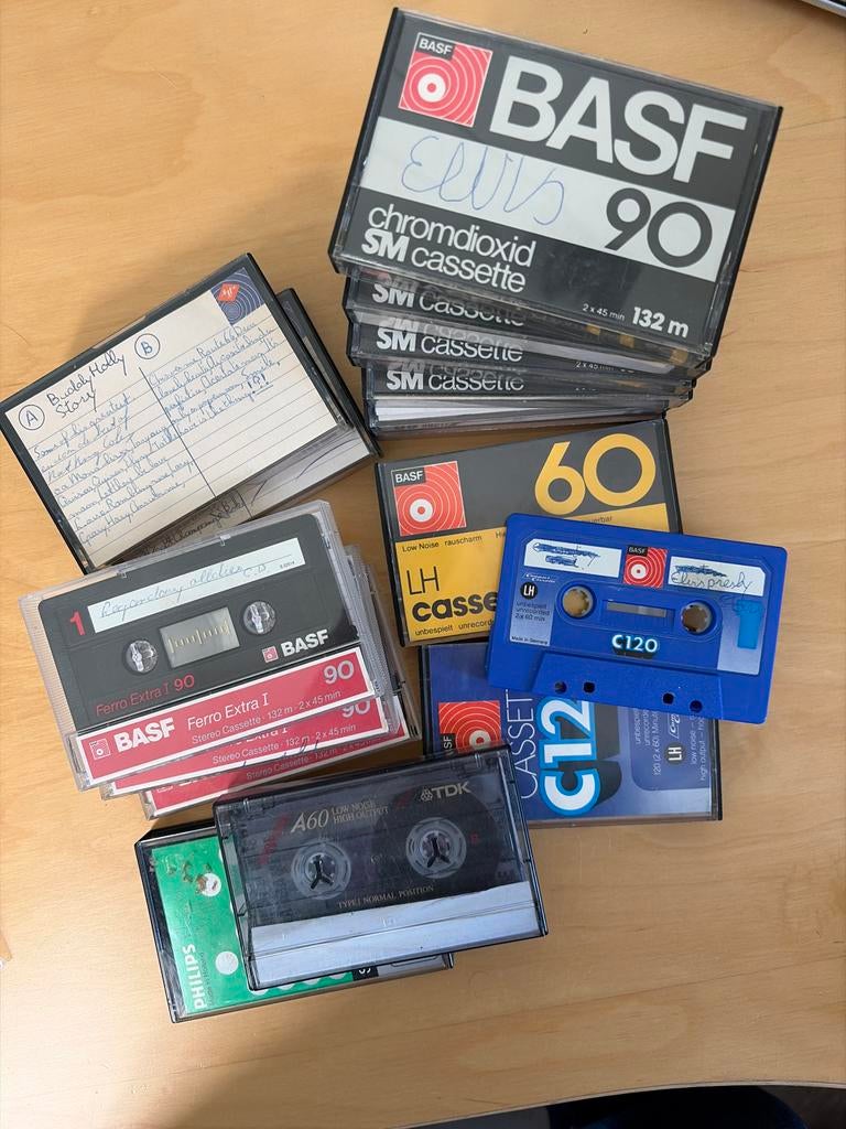 Diverse collectie cassettebandjes (BASF, TDK, Philips), Cd's en Dvd's, Cassettebandjes, Ophalen, Gebruikt, 2 t/m 25 bandjes, Voorbespeeld