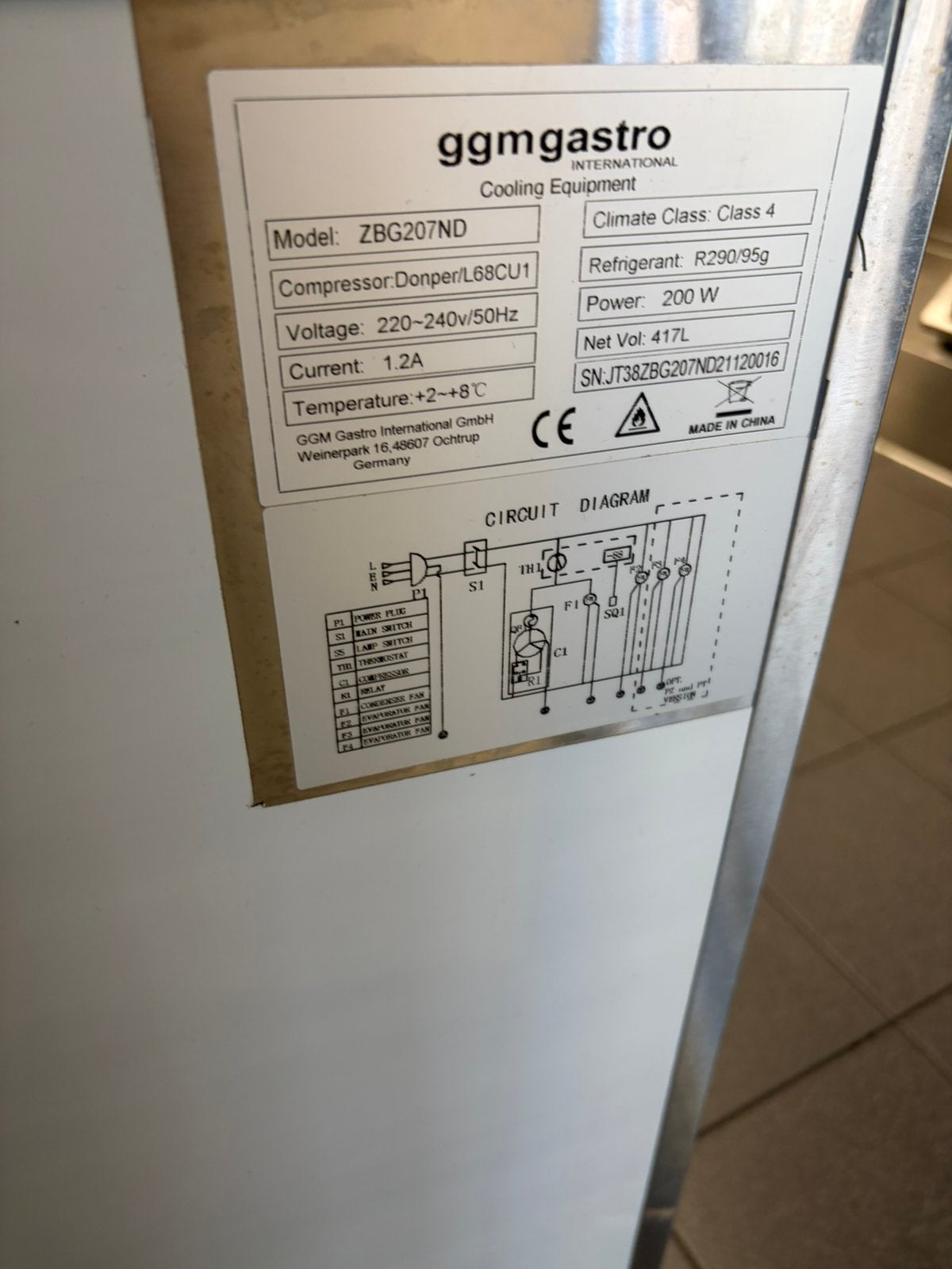 Koelwerkbank ggm gastro, Witgoed en Apparatuur, Vriezers en Diepvrieskisten, Ophalen, Zo goed als nieuw, 60 tot 90 cm, 160 cm of meer