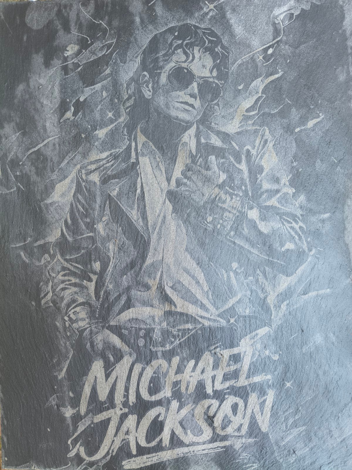 Michael Jackson Portret op Leisteen, Overige stijlen, Portret of Personen, Ophalen of Verzenden, Origineel werk