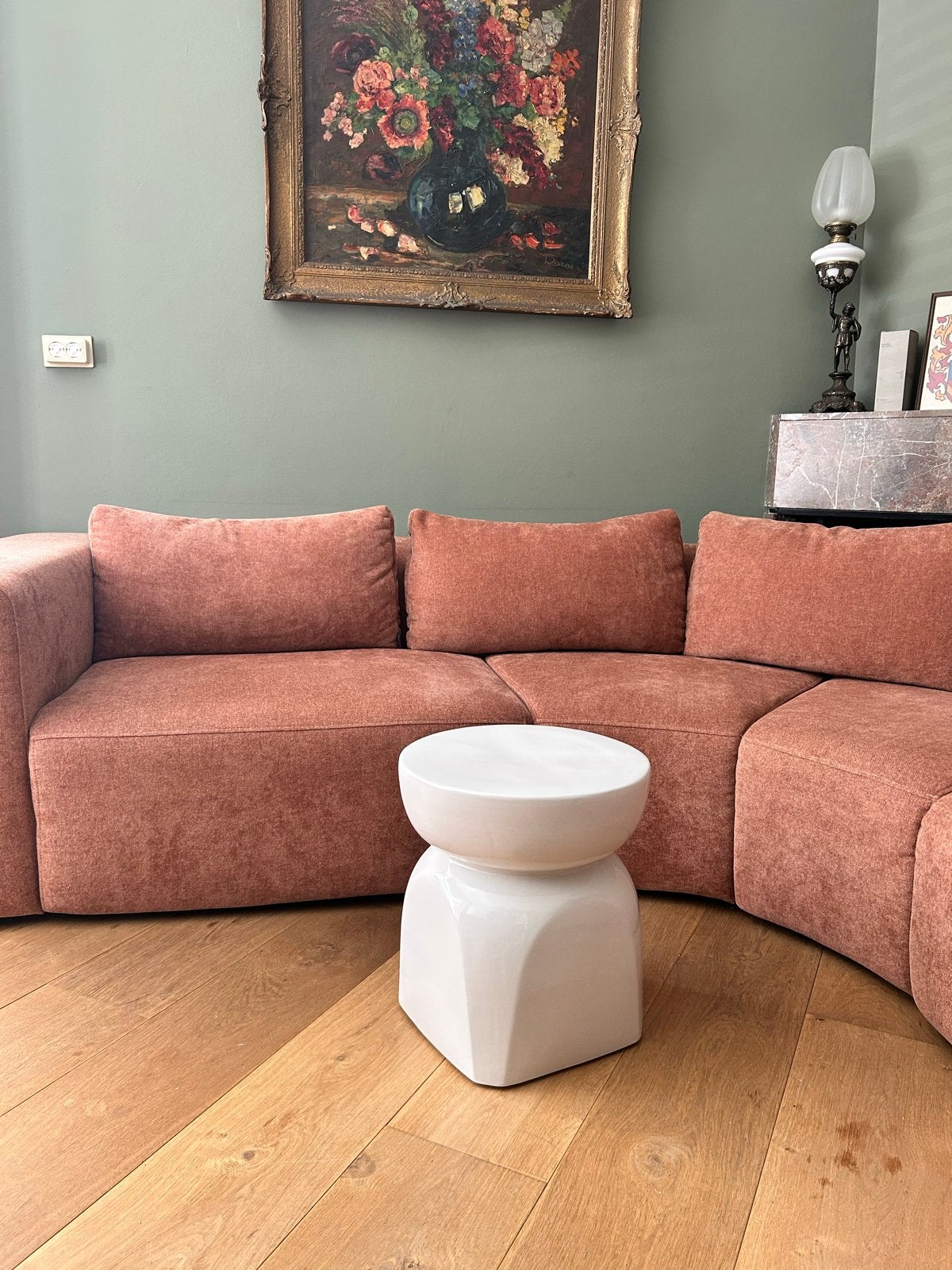 NIEUW! Riviera Maison bijzettafel salontafel keramiek wit, Huis en Inrichting, Tafels | Bijzettafels, Minder dan 55 cm, Rond, Nieuw