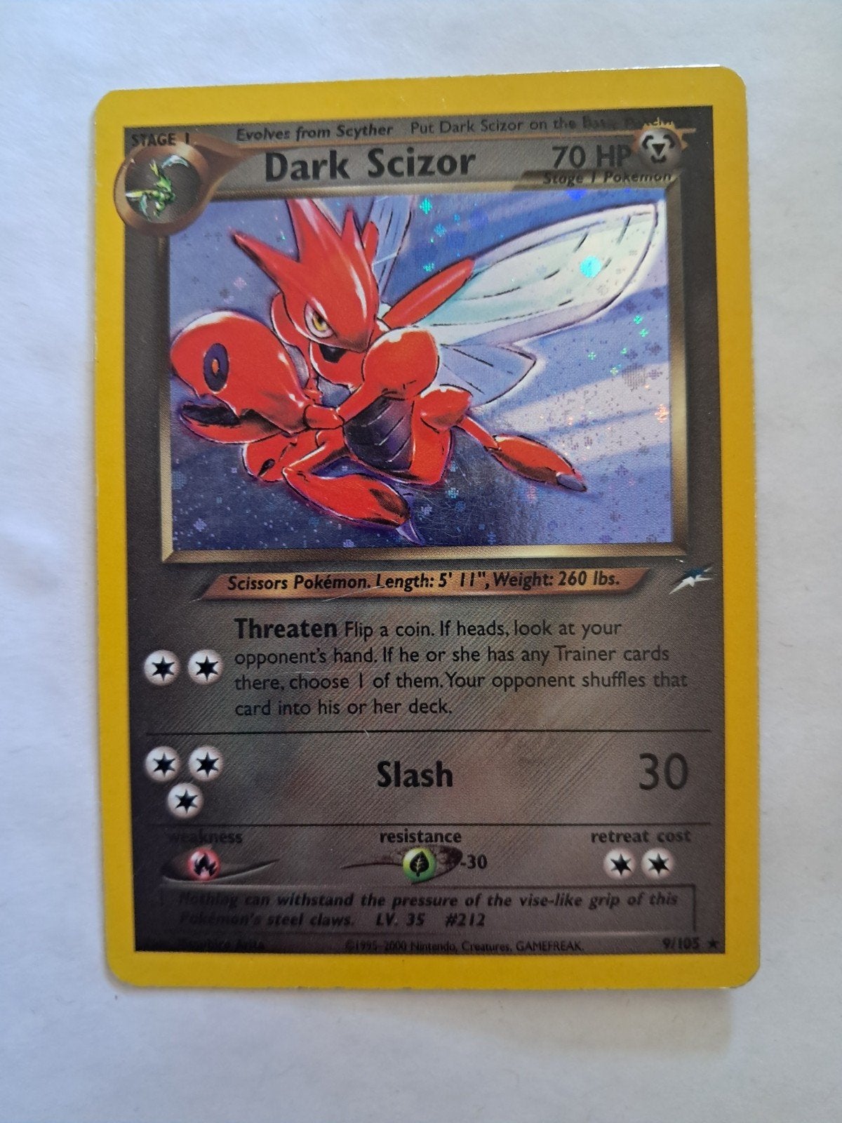 Dark Scizor 9 Neo Destiny, Hobby en Vrije tijd, Verzamelkaartspellen | Pokémon, Ophalen of Verzenden, Zo goed als nieuw, Losse kaart
