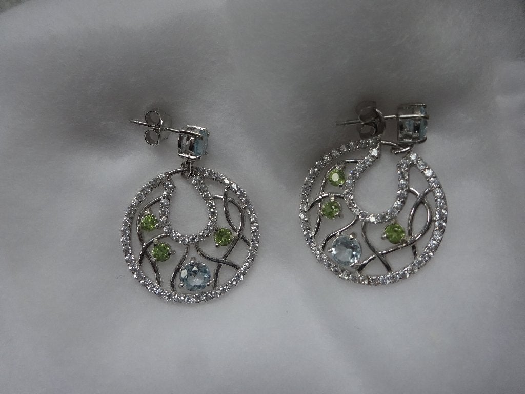 Sterling zilveren oorbellen met peridot en topaas, Hangers, Nieuw, Ophalen of Verzenden, Met edelsteen