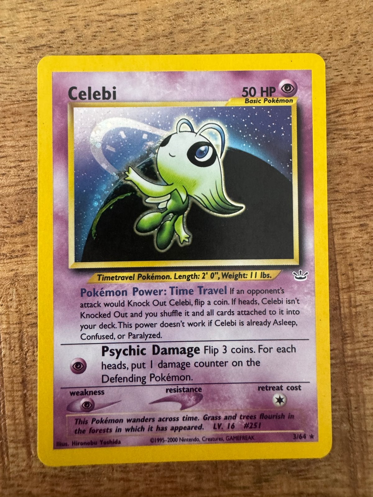 Celebi Pokémon kaart 3/64 Neo Revelation Holo Foil, Hobby en Vrije tijd, Ophalen of Verzenden, Losse kaart, Foil
