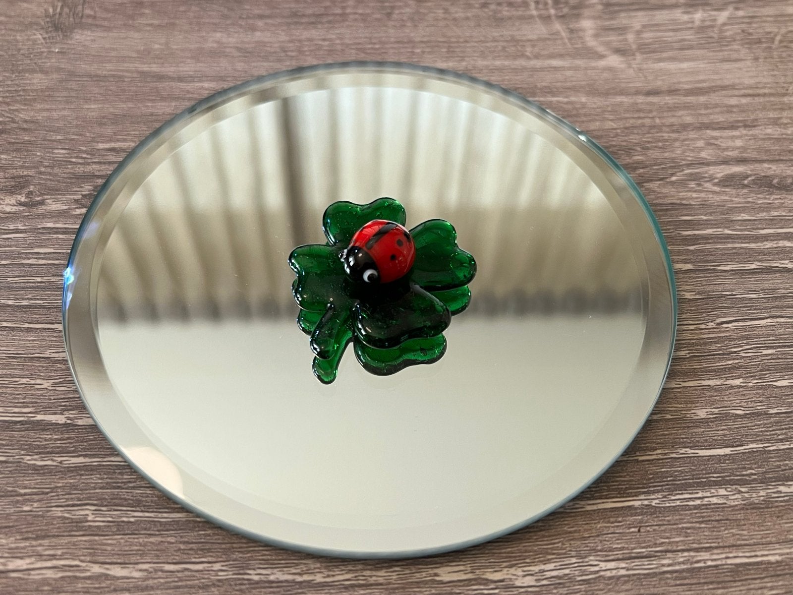 Murano glazen miniatuur – Lieveheersbeestje op klavertje 4, Ophalen of Verzenden