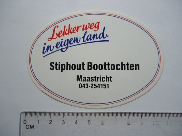 sticker oud Maastricht STIPHOUT Boottochten rederij boot, Verzenden, Zo goed als nieuw, Bedrijf of Vereniging