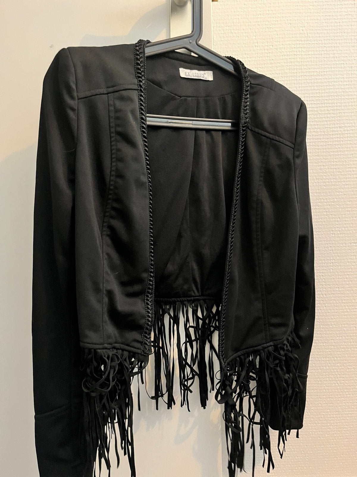 Zwart vest met franjes van Exuiss’s, maat L, Kleding | Dames, Jassen | Zomer, Ophalen of Verzenden, Zo goed als nieuw, Maat 42/44 (L)