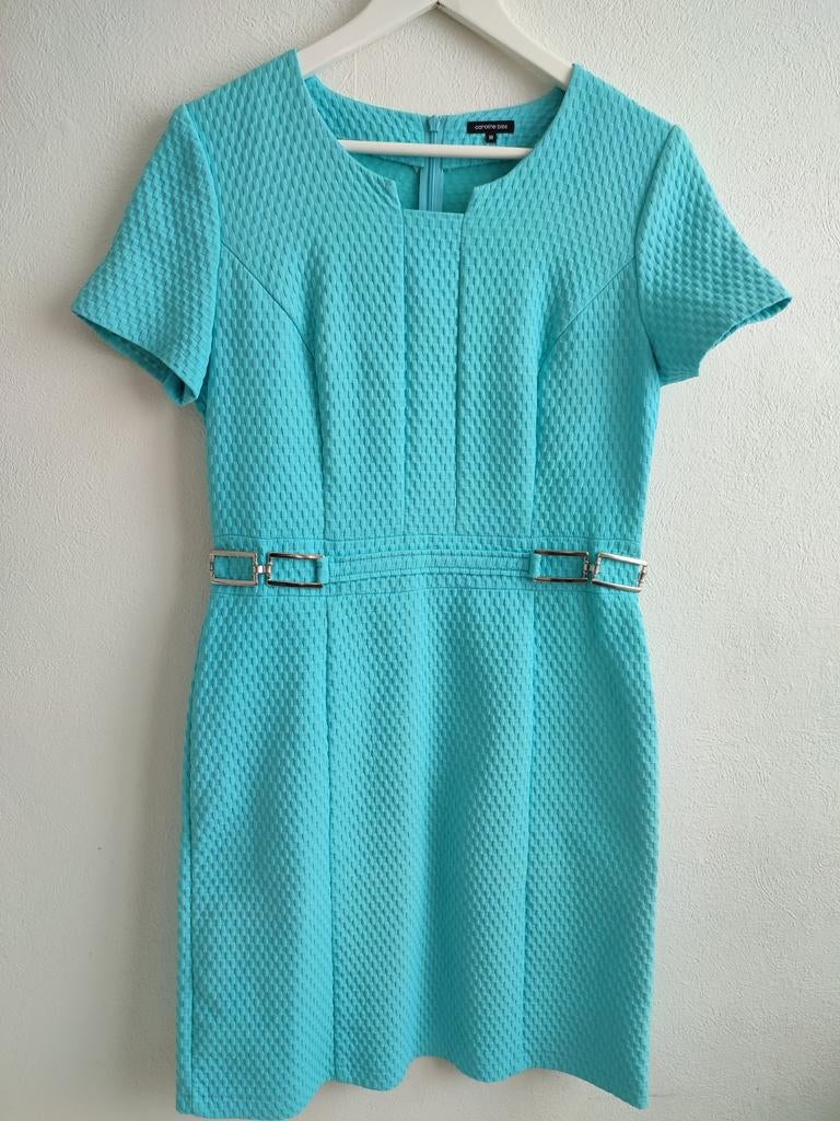 Caroline Biss jurk jurkje turquoise blauw 38 Bruiloft Feest, Maat 38/40 (M), Blauw, Ophalen of Verzenden, Gedragen