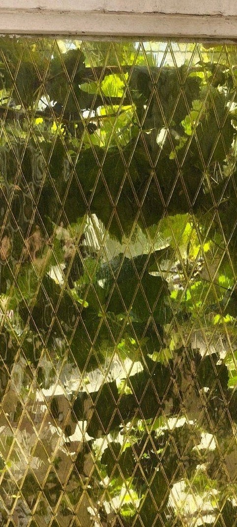 Sierglas / Figuurglas met ruitmotief - Geel/Groen, Ophalen, Gebruikt, 80 tot 120 cm, 80 tot 120 cm