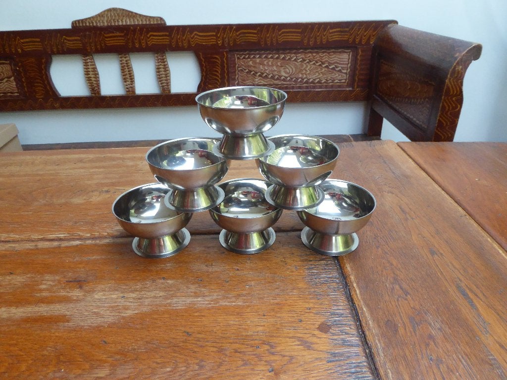 6 vintage RVS dessertcoupes