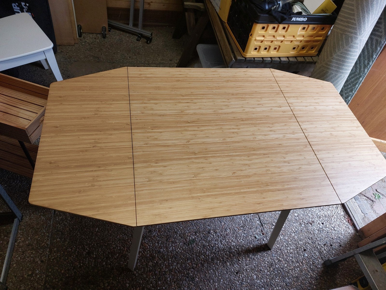 Ikea bamboe Uitklapbare eettafel met 2 stoelen, Gebruikt, 100 tot 150 cm, Modern, Scandinavisch, 50 tot 100 cm