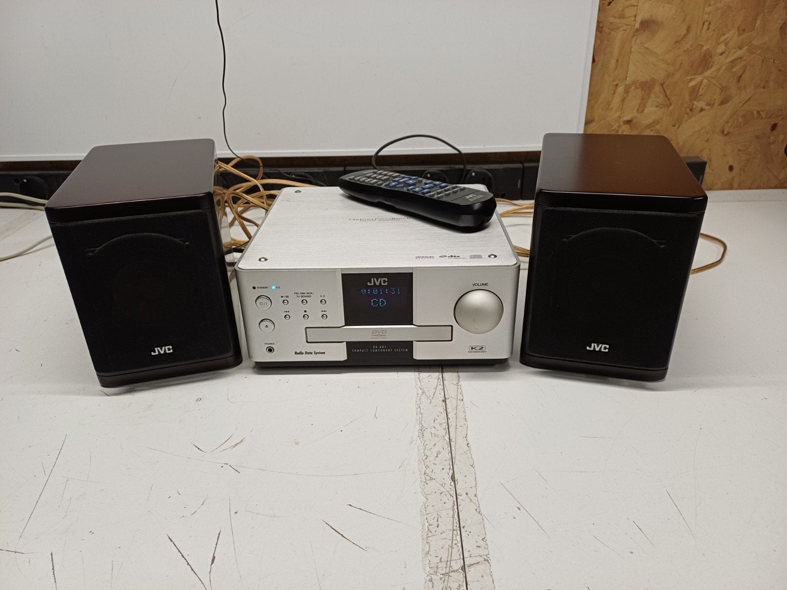 JVC EX-AK1 Microset Wood Cone Speakers en Afstandsbedieni, Gebruikt, JVC, Ophalen of Verzenden, Microset