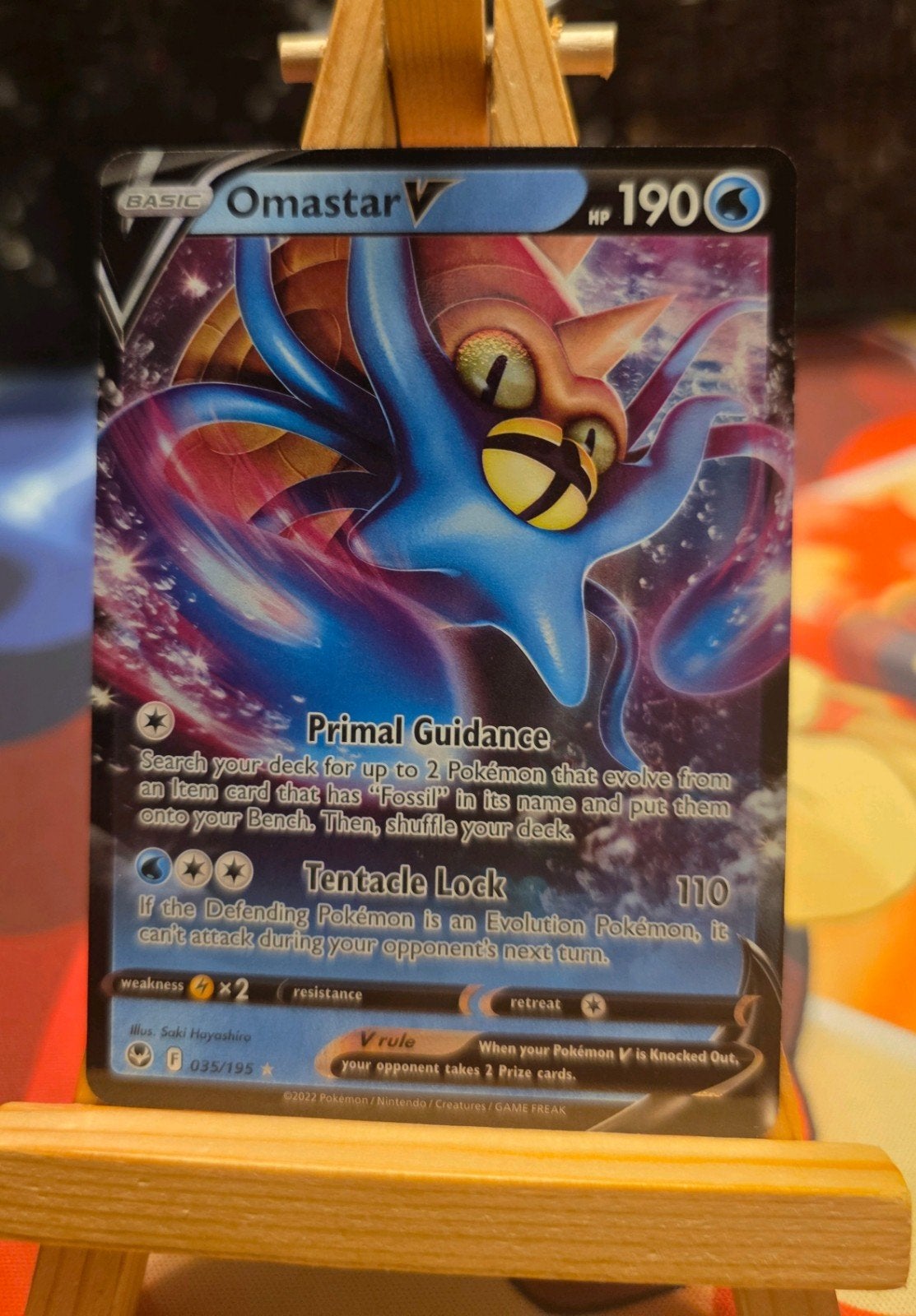 Pokemon Silver Tempest Omastar V 035/195, Ophalen of Verzenden, Nieuw, Losse kaart, Foil