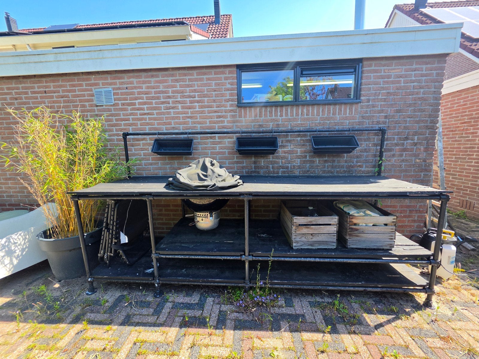 Zwarte Buitenkeuken / Werkbank, Ophalen, Gebruikt, Bijzettafel, Tuinset