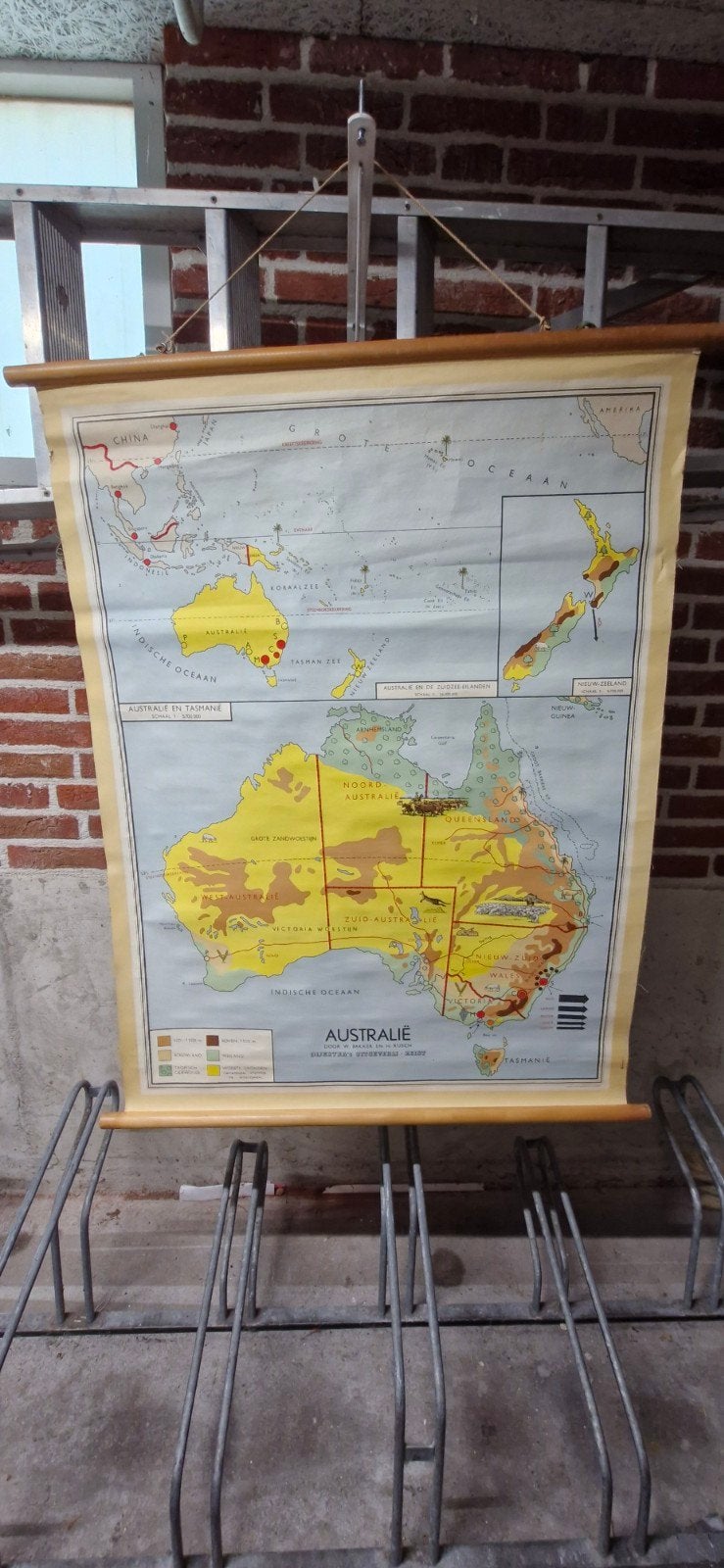 Oude schoolkaart Australië en de Zuidzee eilanden, Tasmanië, Antiek en Kunst, Antiek | Schoolplaten, Ophalen, Aardrijkskunde