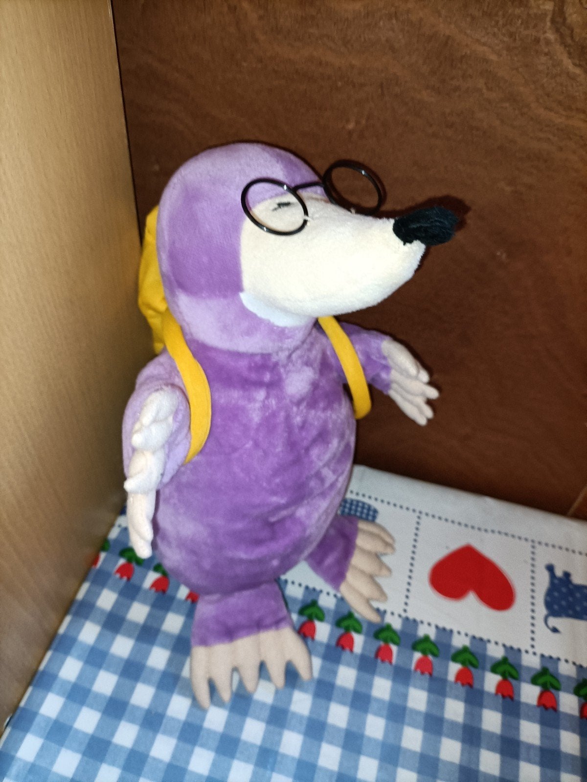 Paarse mol knuffel met bril ZIZOZ slechtzienden, Ophalen of Verzenden, Zo goed als nieuw, Overige typen