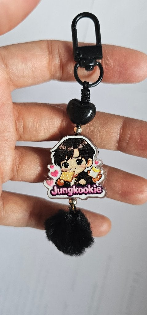 Jungkookie sleutelhanger met pompon, Ophalen of Verzenden, Nieuw, Knuffel of Figuurtje