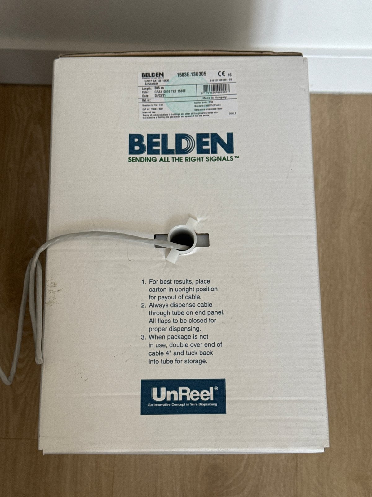 Belden U/UTP CAT.5E 1583E Netwerkkabel - 305m Grijs, Ophalen, Nieuw