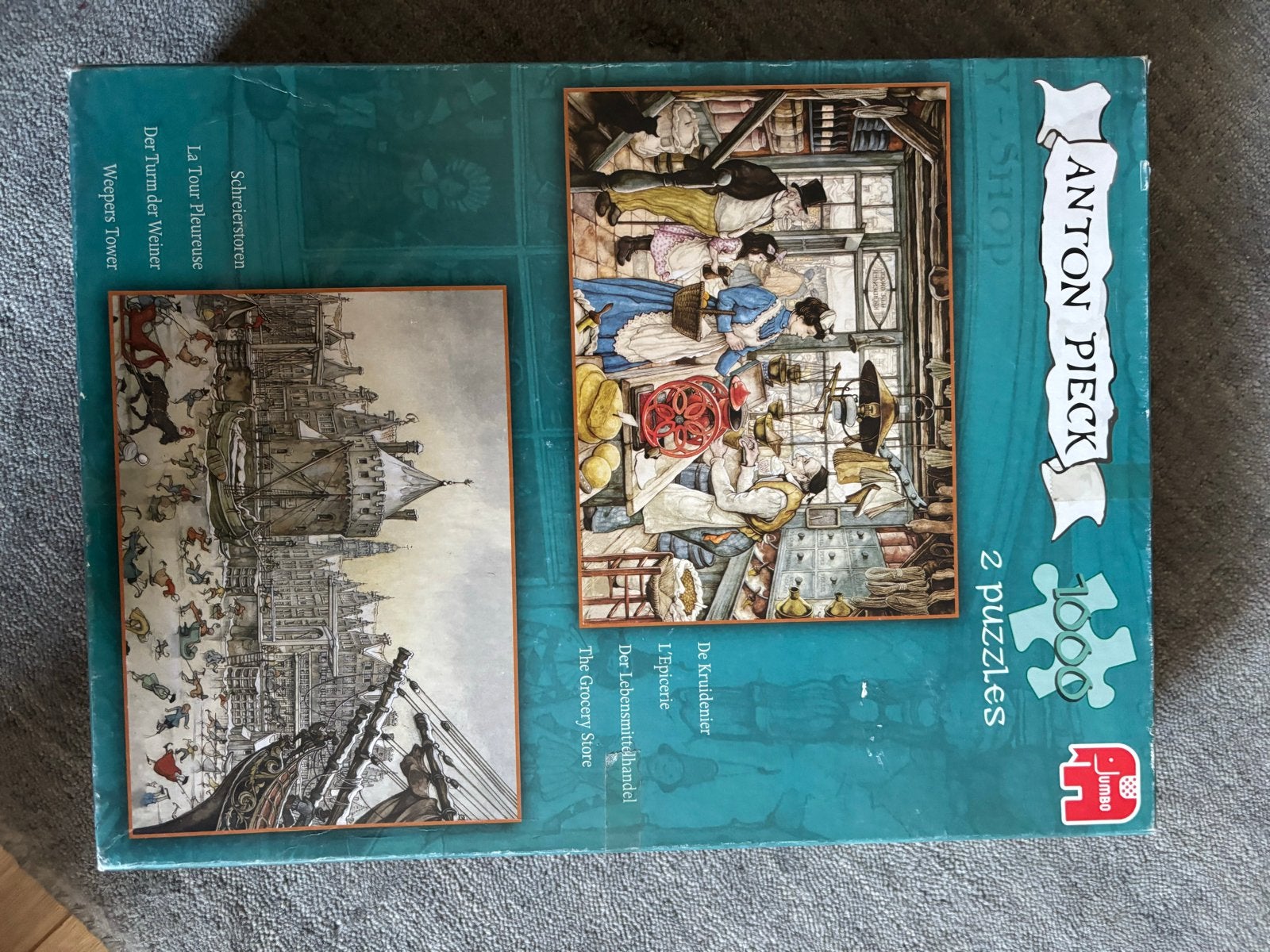 2 Anton Pieck legpuzzels van 1000 stukjes - Jumbo, Ophalen, 500 t/m 1500 stukjes, Gebruikt, Legpuzzel