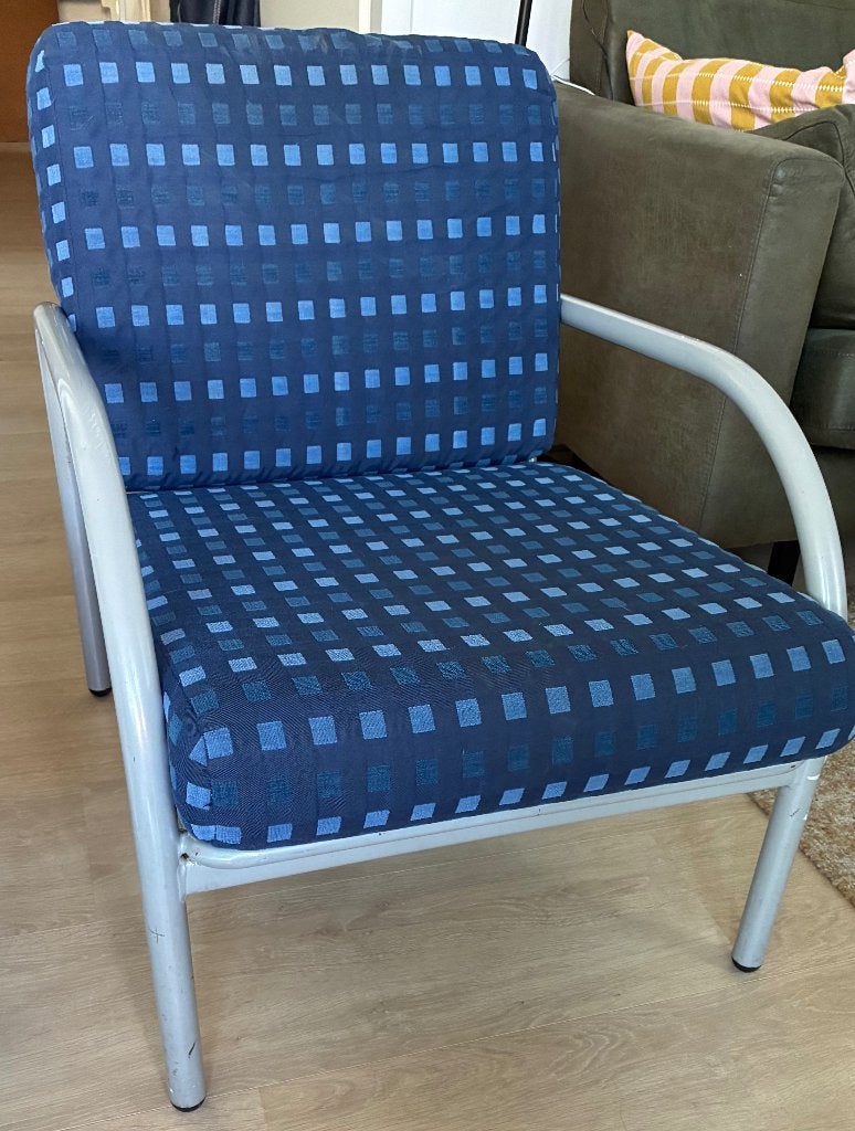 Vintage Ikea metalen Fauteuil, Huis en Inrichting, Ophalen, Gebruikt, Minder dan 75 cm, Metaal
