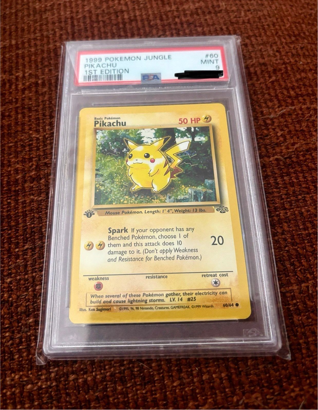 Pikachu 60 , 1st Edition pokemon 1999 jungle Psa 9, Verzenden