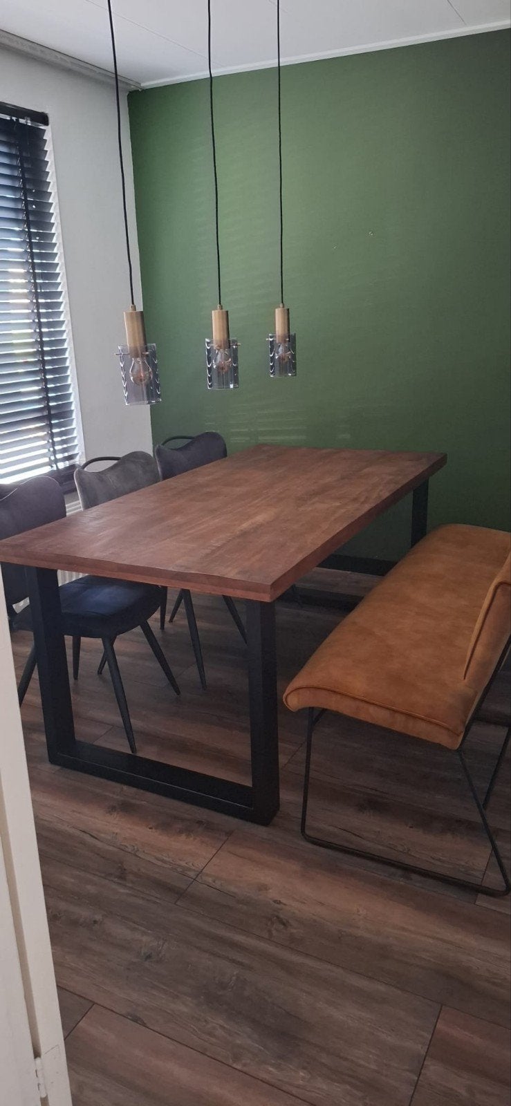 Eettafel  met 4 stoelen  bankje en   salontafel, Ophalen, Overige materialen, 50 tot 100 cm, Zo goed als nieuw