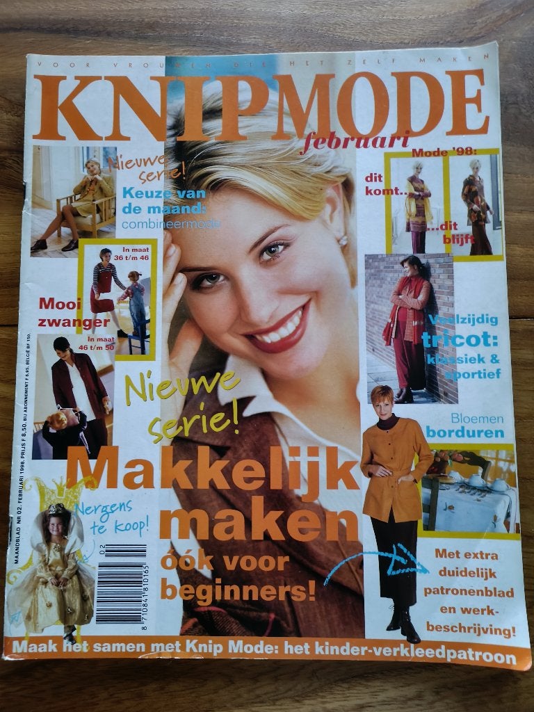 Knipmode februari 1998 positiemode carnaval, Ophalen of Verzenden, Vrouw, Knipmode