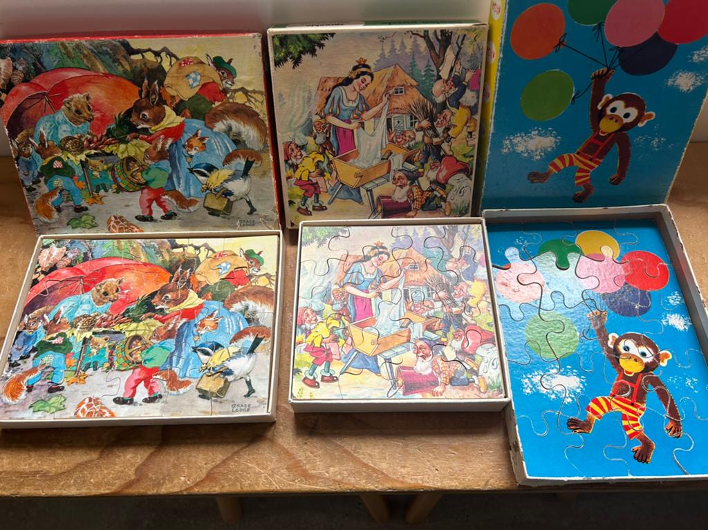3 houten puzzels, vintage!, Kinderen en Baby's, Speelgoed | Kinderpuzzels, 2 tot 4 jaar, Gebruikt, 10 tot 50 stukjes, Ophalen of Verzenden
