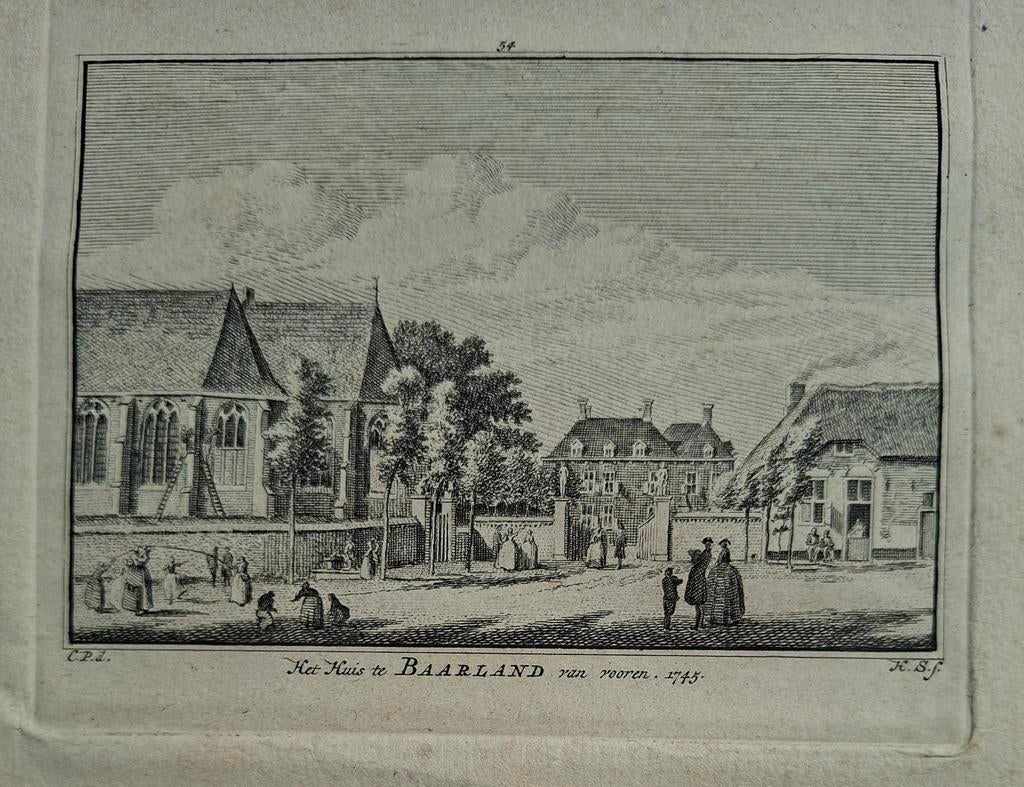 Baarland,  twee etsen uit 1745 - Zeeland, Antiek en Kunst, Ophalen of Verzenden