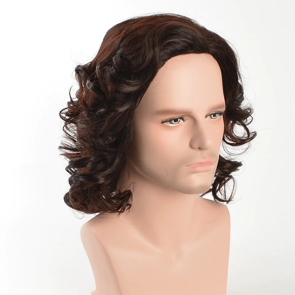 Bruine Golvende Heren Pruik Haarstuk Haarstukje Mannen, Verzenden, Nieuw, Pruik of Haarverlenging