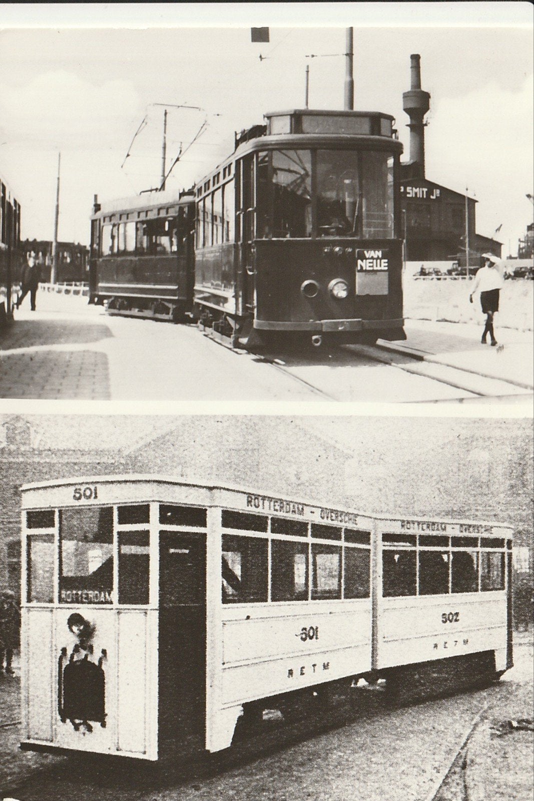 ROTTERDAM RET TRAMSTEL, GELEED BENZINEMOTOR TRAM OVERSCHIE, Ophalen of Verzenden, 1920 tot 1940, Ongelopen, Zuid-Holland