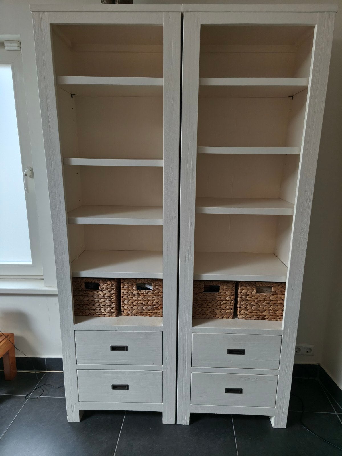 2 kasten met lades en legplanken - 60x40x200 cm, Huis en Inrichting, Kasten | Boekenkasten, Ophalen, Met plank(en), Gebruikt, 200 cm of meer