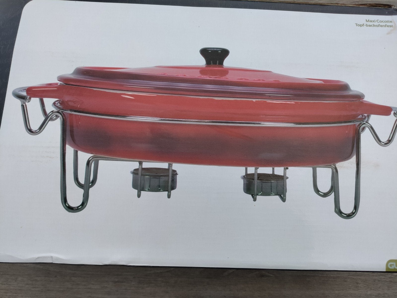 Maxi Cocotte Ovenschaal met Warmhoudrek - Rood, Ophalen, Overige typen, Zo goed als nieuw, Steen/keramiek
