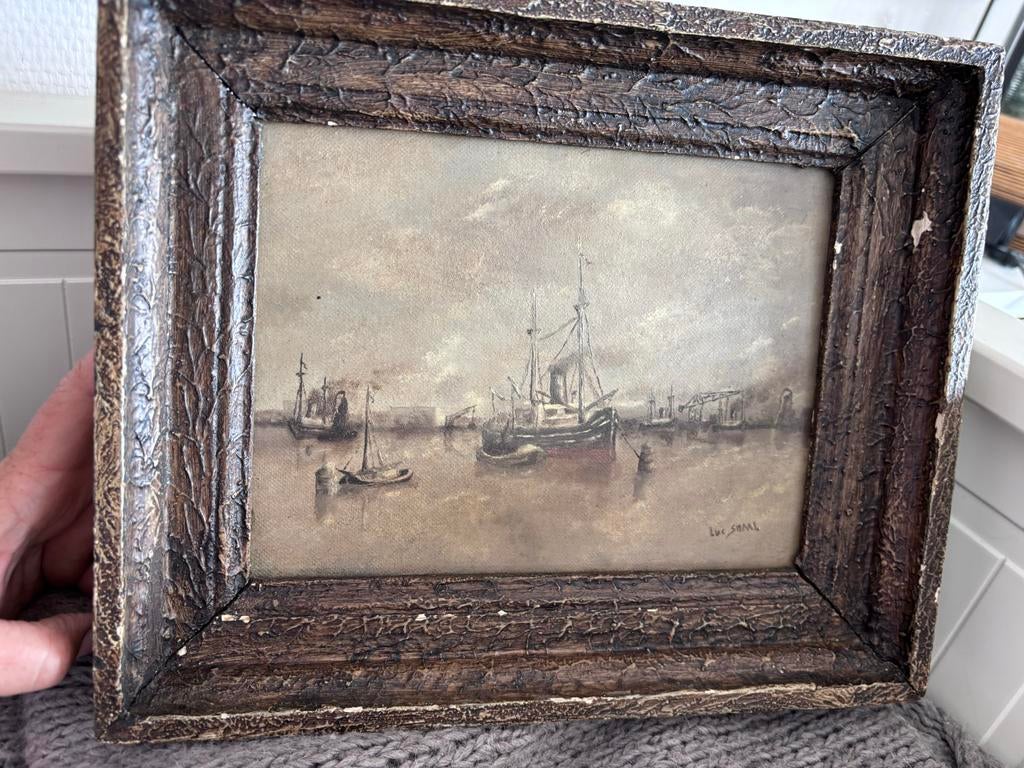 Vintage Maritiem Schilderij - Gesigneerd Luc Smal, Antiek en Kunst, Kunst | Schilderijen | Klassiek, Ophalen of Verzenden