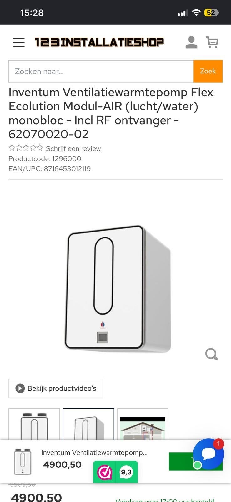 Inventum Ventilatie Warmtepomp Flex Ecolution Modul-AIR, Ophalen, Nieuw, Ventilator en Afzuiger